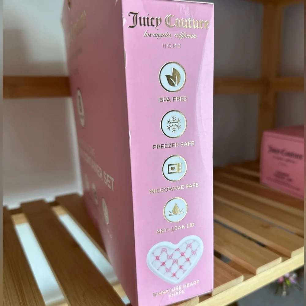 Juicy Couture 8-Piece Silicone Snacking Heart Container Set - JC Butterfly - NIB